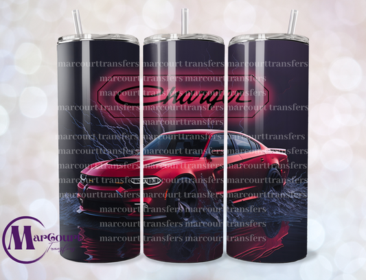 RED CHEVY CHARGER-SKINNY TUMBLER TRANSFER