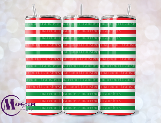 RED GREEN STRIPES-SKINNY TUMBLER TRANSFER