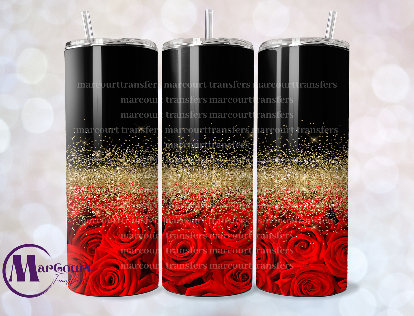 RED ROSES-SKINNY TUMBLER TRANSFER