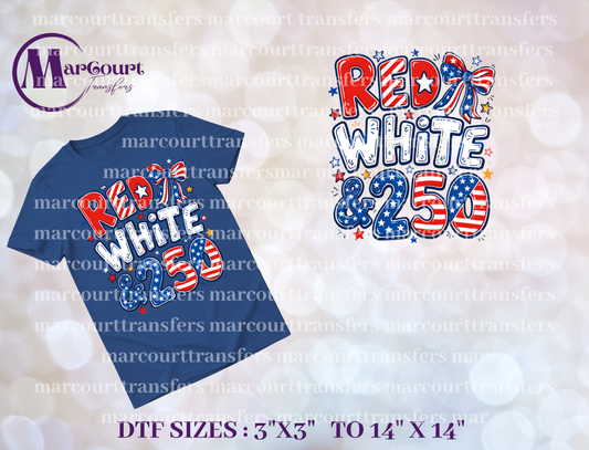 DTF-RED WHITE AND 250