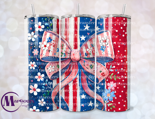 RED WHITE AND BLUE COQUETTE-SKINNY TUMBLER TRANSFER (SUBLIMATION)