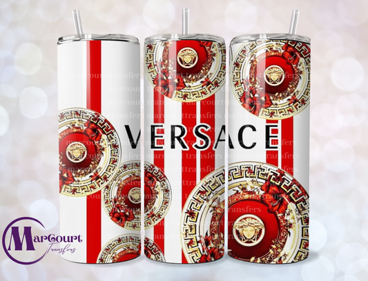 VERSACE INSPIRED RED AND WHITE-SKINNY TUMBLER TRANSFER