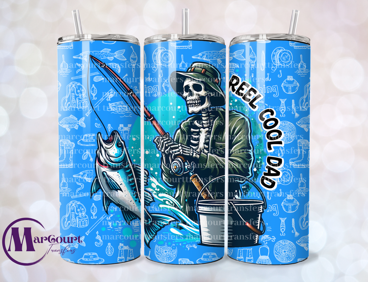 REEL COOL DAD-SKINNY TUMBLER TRANSFER