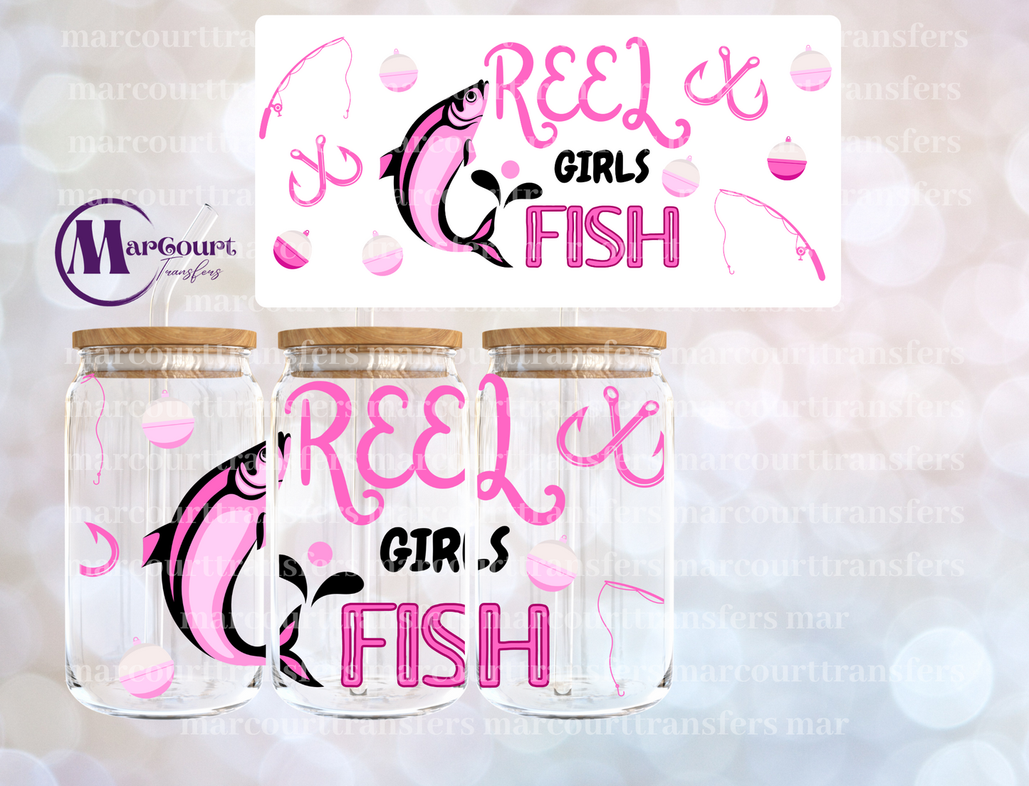 REEL GIRLS FISH-16 0Z-UV DTF CUP WRAP