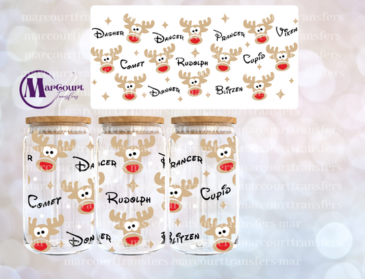 REINDEER NAMES-16 0Z-UV DTF CUP WRAP