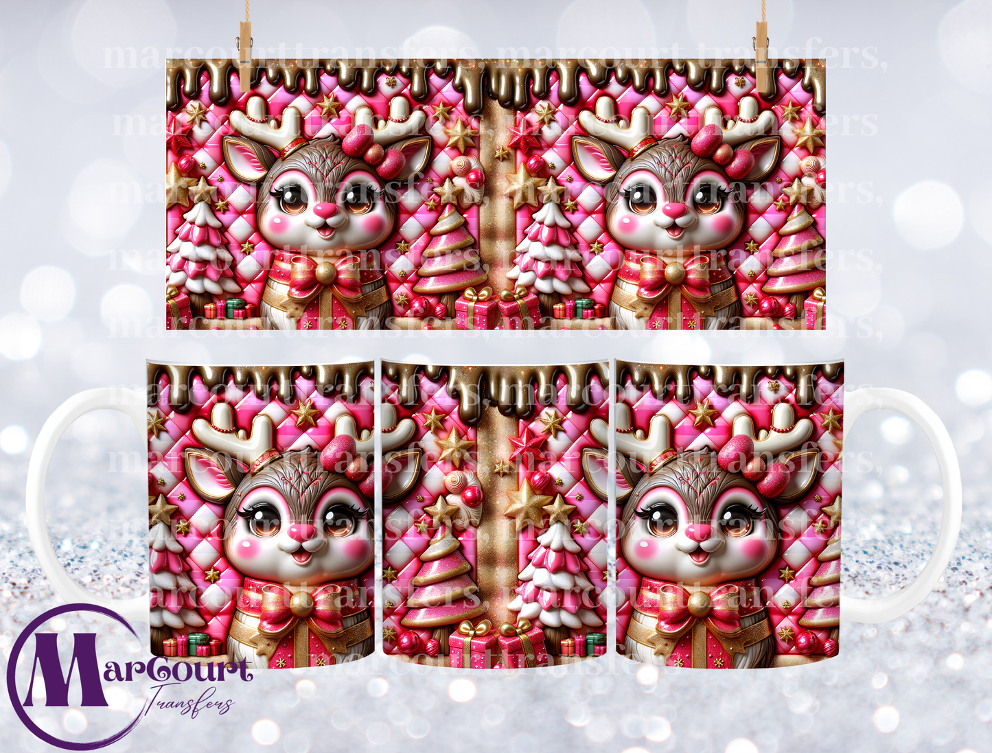 REINDEER PINK-MUG TRANSFER