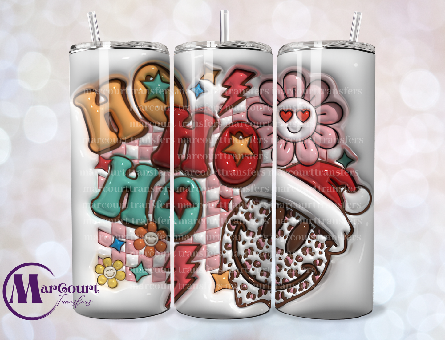 RETRO CHRISTMAS INFLATED-SKINNY TUMBLER TRANSFER