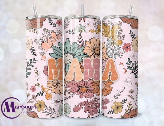 RETRO MAMA FLORAL-SKINNY TUMBLER TRANSFER