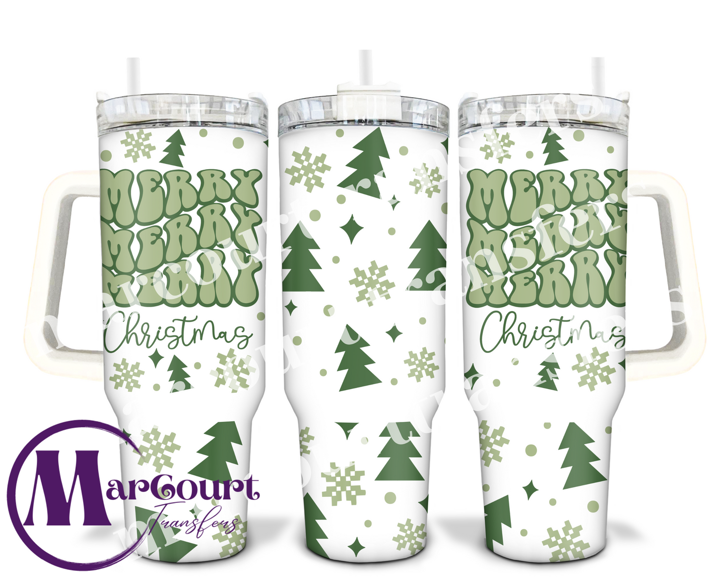 RETRO MERRY CHRISTMAS-40 0Z-UV DTF CUP WRAP