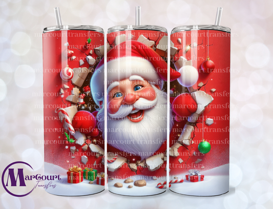 RETRO SANTA-SKINNY TUMBLER TRANSFER