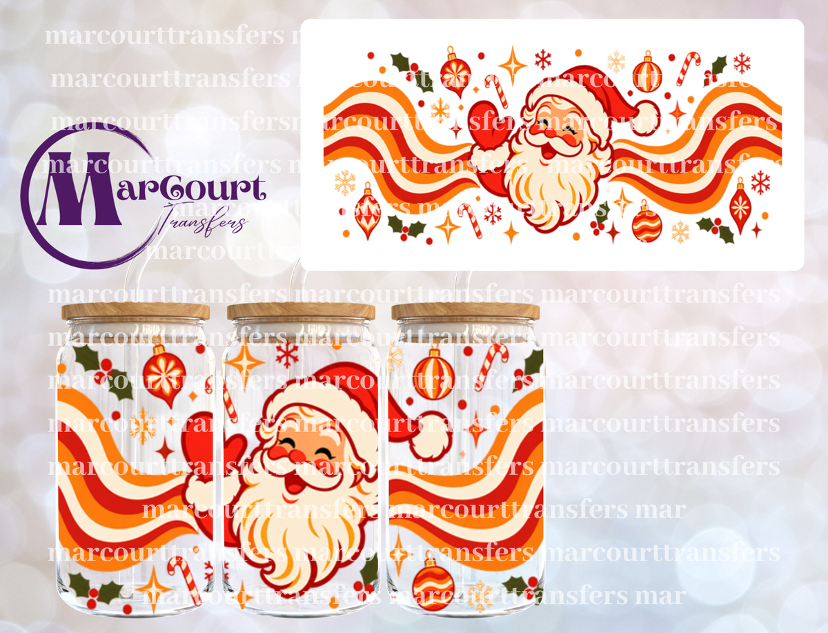RETRO SANTA CHRISTMAS-16 0Z-UV DTF CUP WRAP