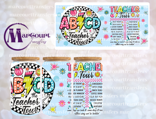 RETRO TEACHER WITH CLOUD BACKGROUND-16 0Z-UV DTF CUP WRAP