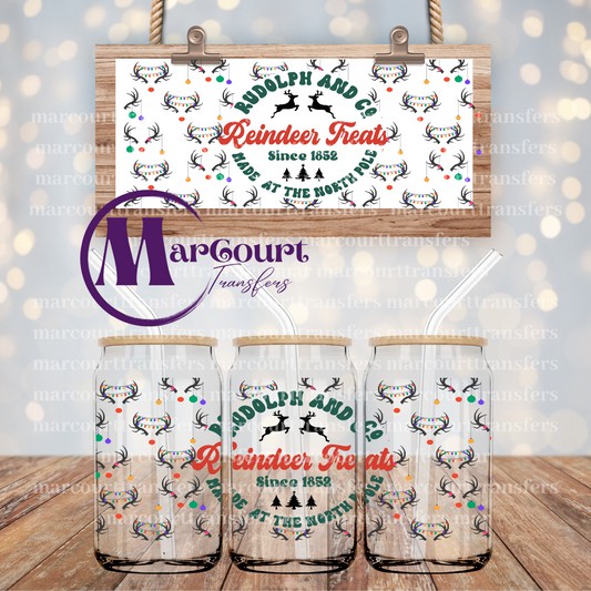 RUDOLPH AND CO REINDEER TREATS-16 0Z-UV DTF CUP WRAP