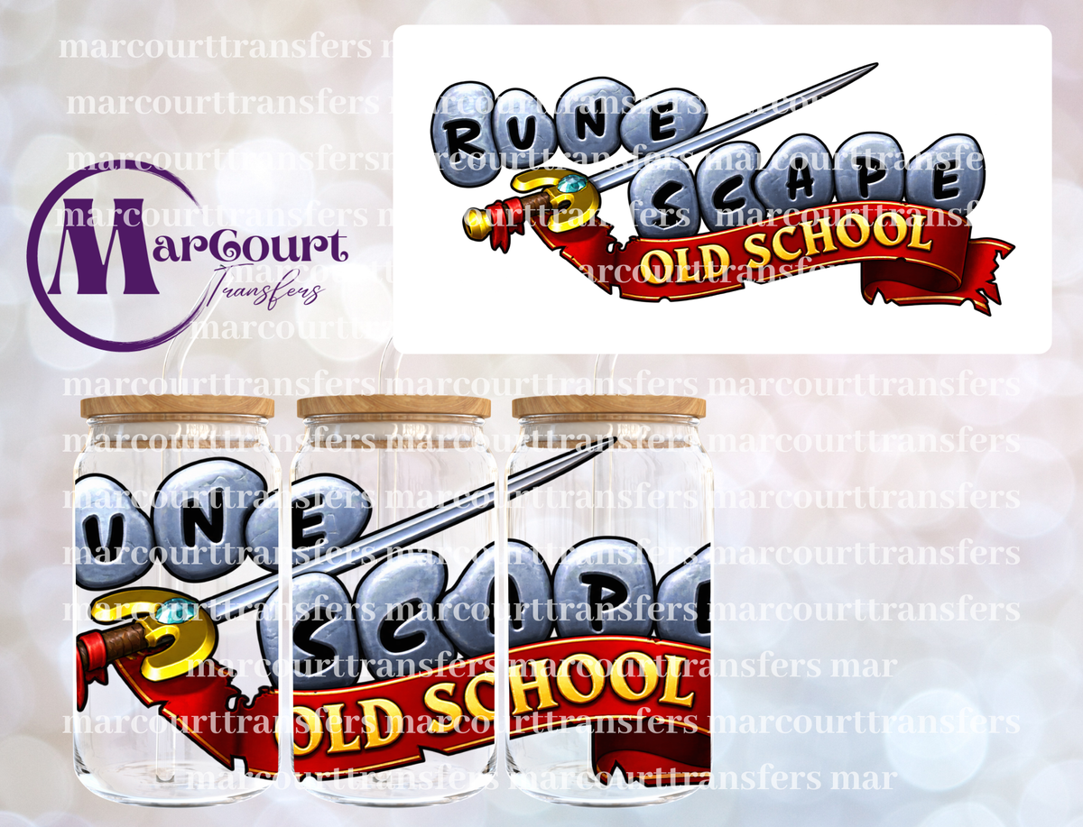 RUNE SCAPE OLD SCHOOL-16 0Z-UV DTF CUP WRAP