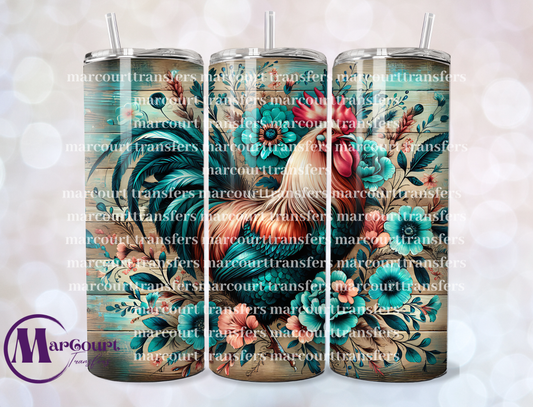 RUSTIC ROOSTER FLORAL-20 OZ-UV DTF CUP WRAP
