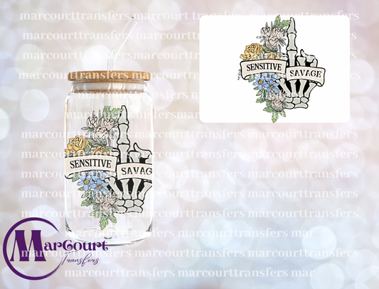 SENSITIVE SAVAGE-DECAL-UV DTF CUP WRAP