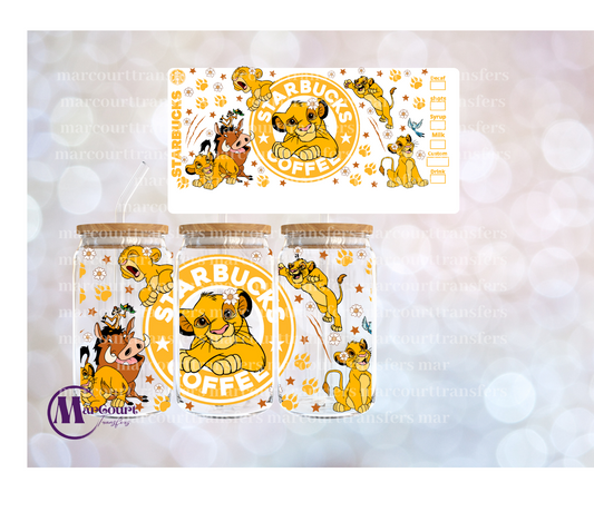 SIMBA LION KING-16 0Z-UV DTF CUP WRAP