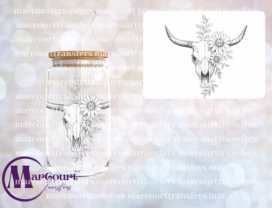 SKULL WITH SUNFLOWERS-DECAL-UV DTF CUP WRAP