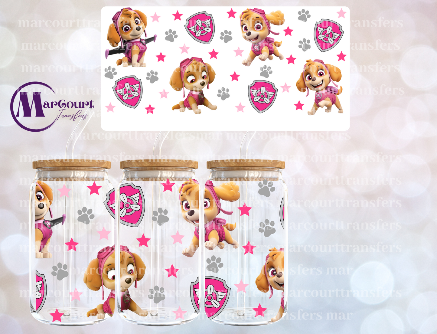 SKYE-PAW PATROL-16 0Z-UV DTF CUP WRAP