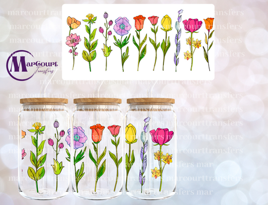 SPRING FLORAL STEMS-16 0Z-UV DTF CUP WRAP