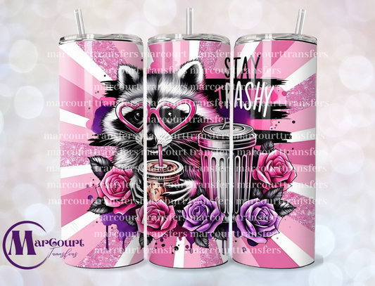 STAY TRASHY PINK 20-SKINNY TUMBLER TRANSFER