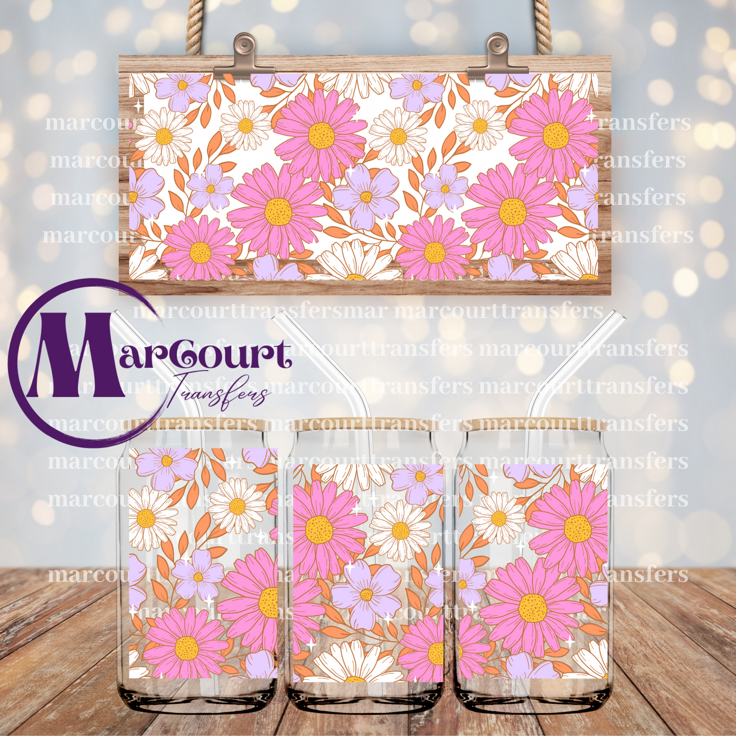 SUMMERTIME FLORAL-16 0Z-UV DTF CUP WRAP