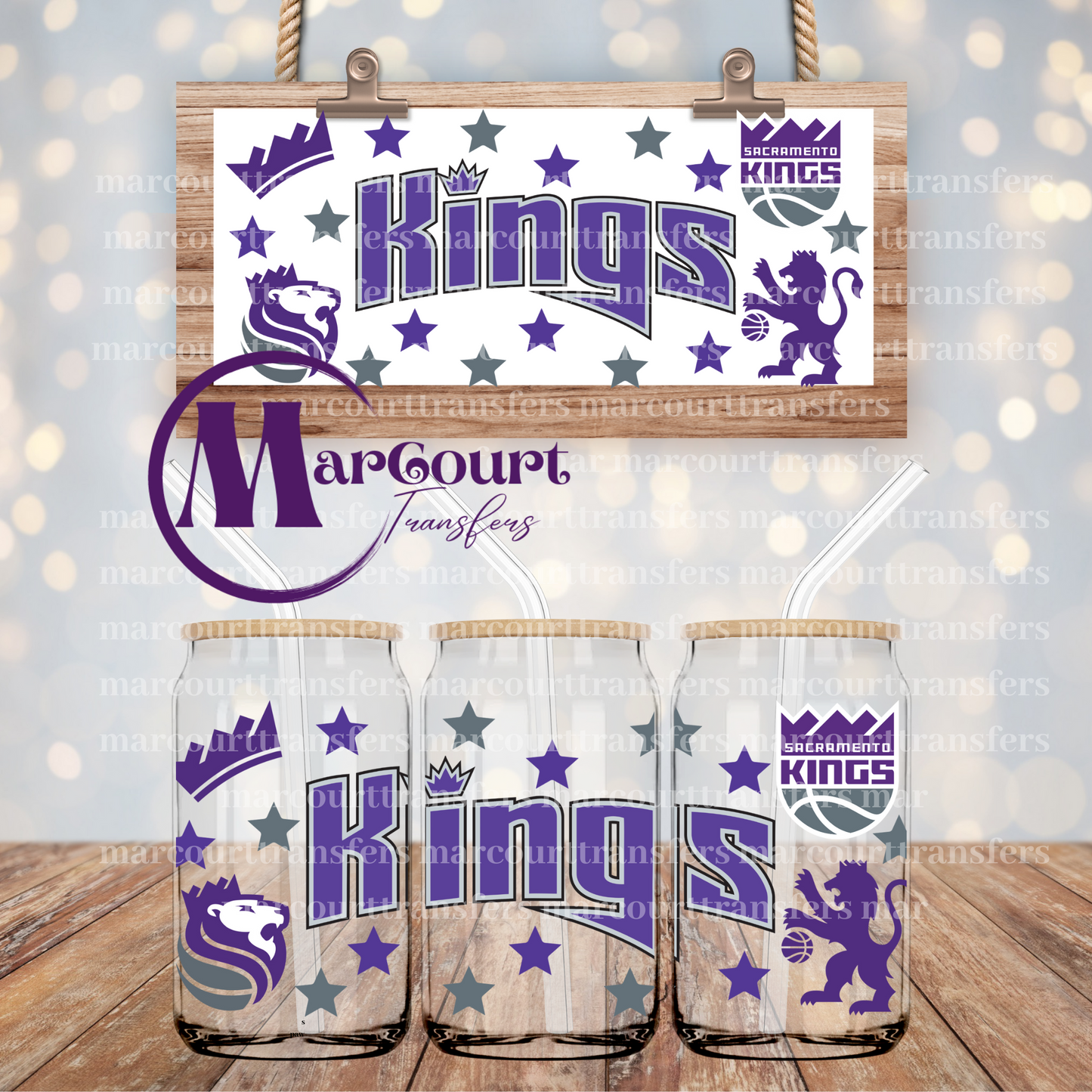 SACRAMENTO KINGS-16 0Z-UV DTF CUP WRAP