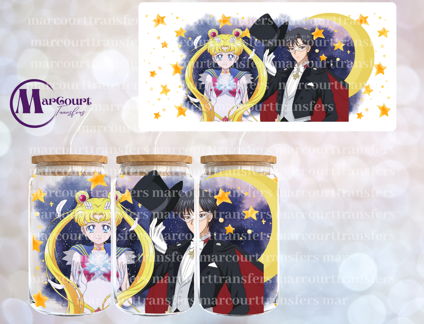 SAILOR MOON AND TUXEDO MASK-16 0Z-UV DTF CUP WRAP