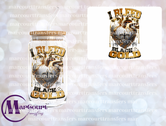 SAINTS I BLEED BLACK AND GOLD-DECAL-UV DTF CUP WRAP