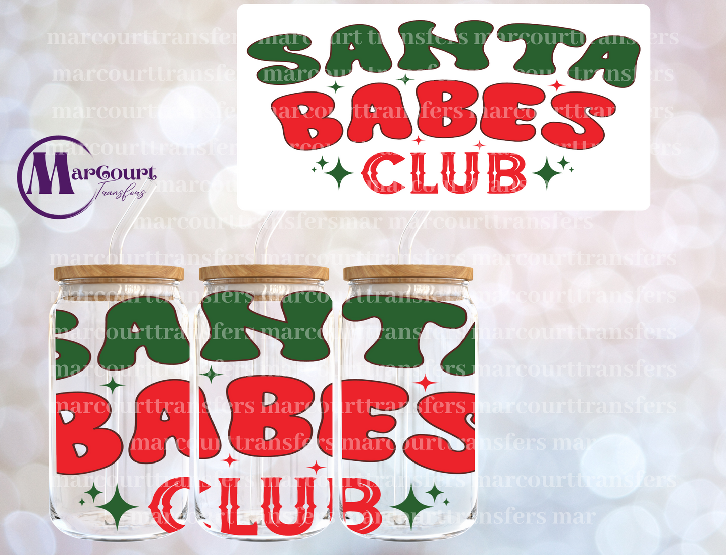 SANTA BABES CLUB-16 0Z-UV DTF CUP WRAP