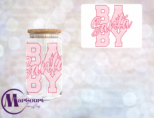 SANTA BABY PINK LETTERS-UV DTF CUP WRAP