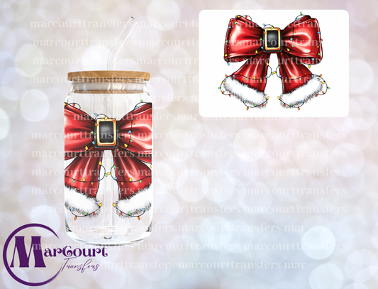 SANTA BOW WITH LIGHTS-DECAL-UV DTF CUP WRAP