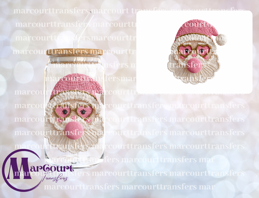 SANTA BUBBLEGUM FAUX YARN-DECAL-UV DTF CUP WRAP