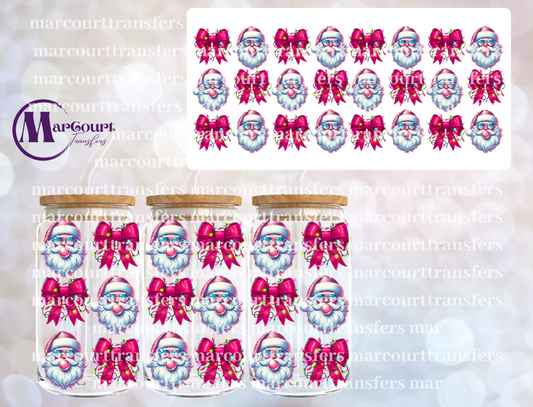 SANTA BUBBLEGUM PINK BOW-16 0Z-UV DTF CUP WRAP