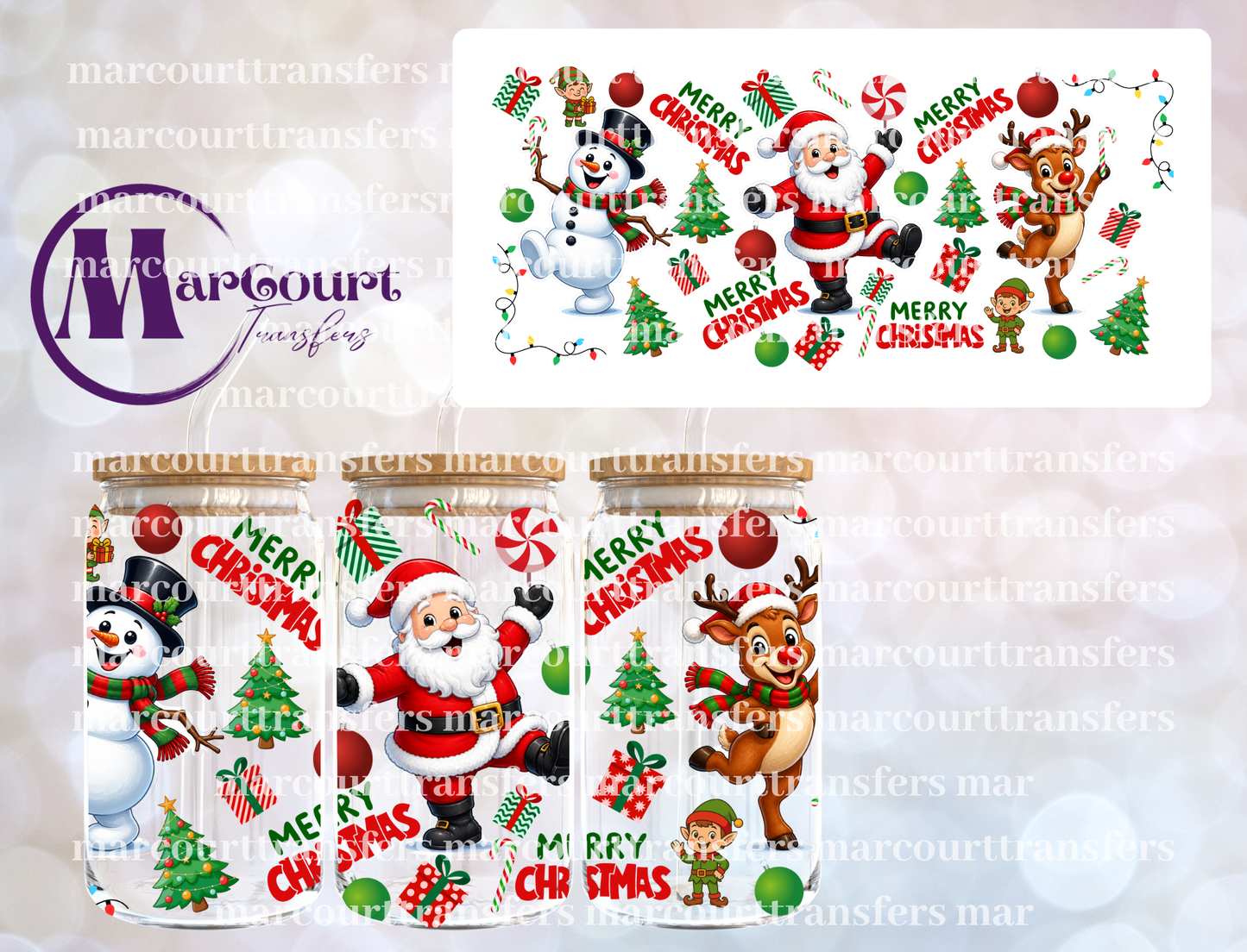 SANTA CANDY CHRISTMAS-16 0Z-UV DTF CUP WRAP