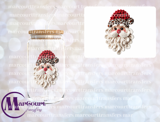 SANTA CHEETAH FAUX YARN 2-DECAL-UV DTF CUP WRAP