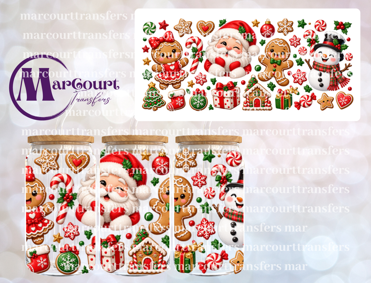 SANTA CHRISTMAS FRIENDS-16 0Z-UV DTF CUP WRAP