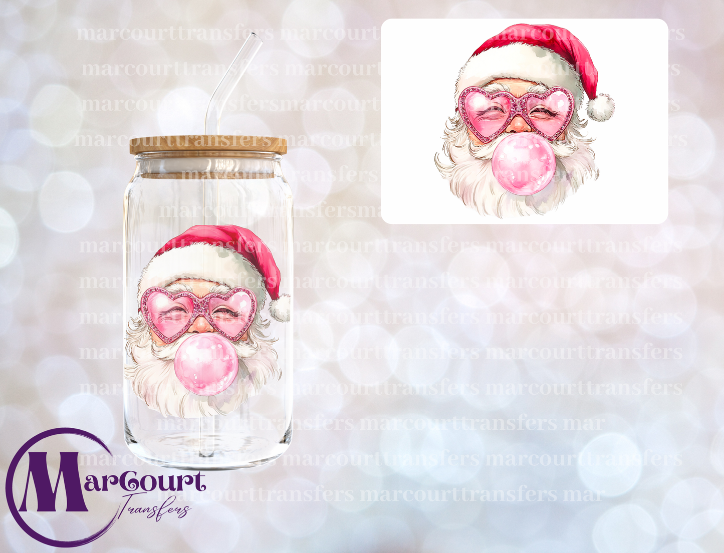 SANTA CLAUSE BUBBLEGUM 2-DECAL-UV DTF CUP WRAP