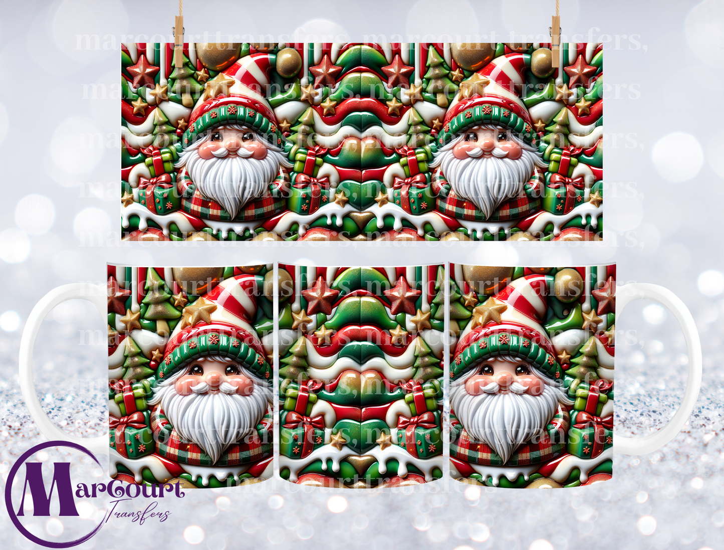 SANTA ELF RED AND GREEN-MUG TRANSFER