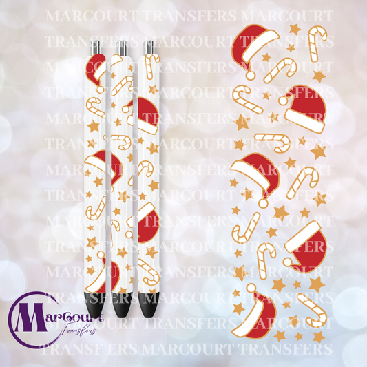 SANTA HAT CANDY CANE PEN-UV PEN WRAP