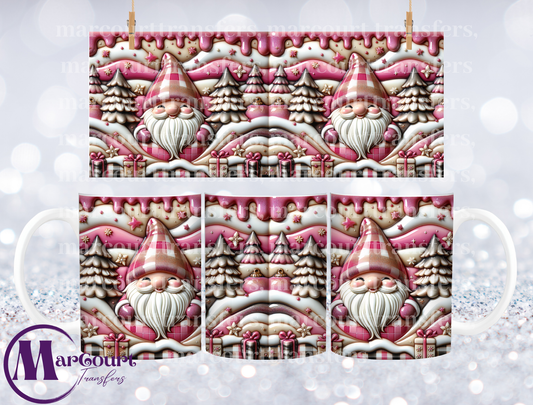 SANTA PINK GNOMES-MUG TRANSFER