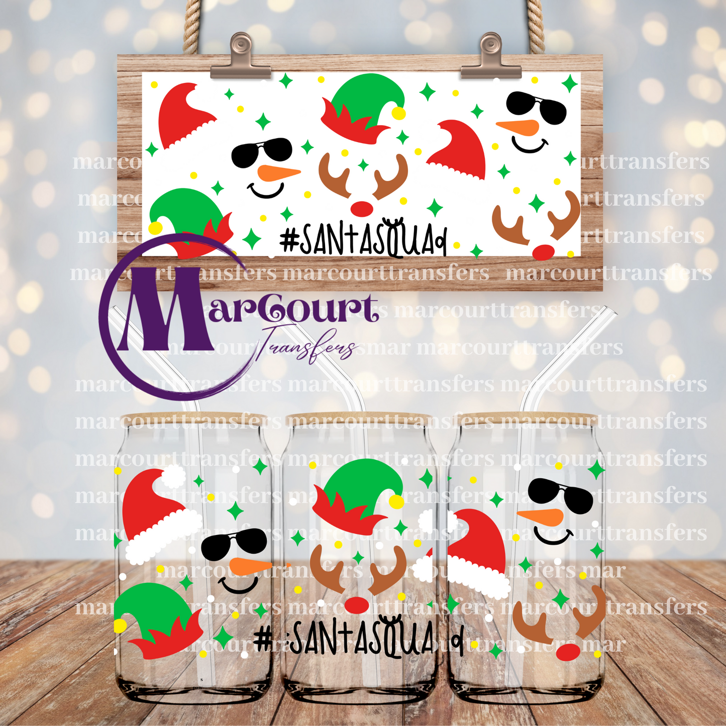 SANTA SQUAD-16 0Z-UV DTF CUP WRAP