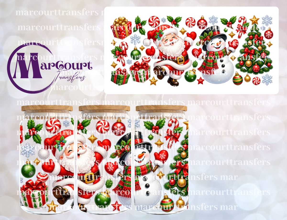 SANTA AND SNOWMAN CHRISTMAS-16 0Z-UV DTF CUP WRAP