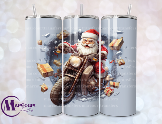 SANTA ON MOTORCYCLE BREAKTHRU-SKINNY TUMBLER TRANSFER