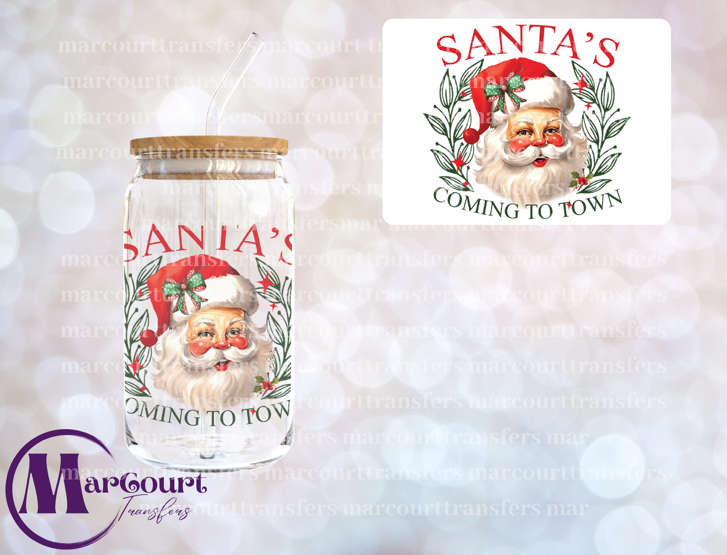 SANTA'S COMING TO TOWN-DECAL-UV DTF CUP WRAP