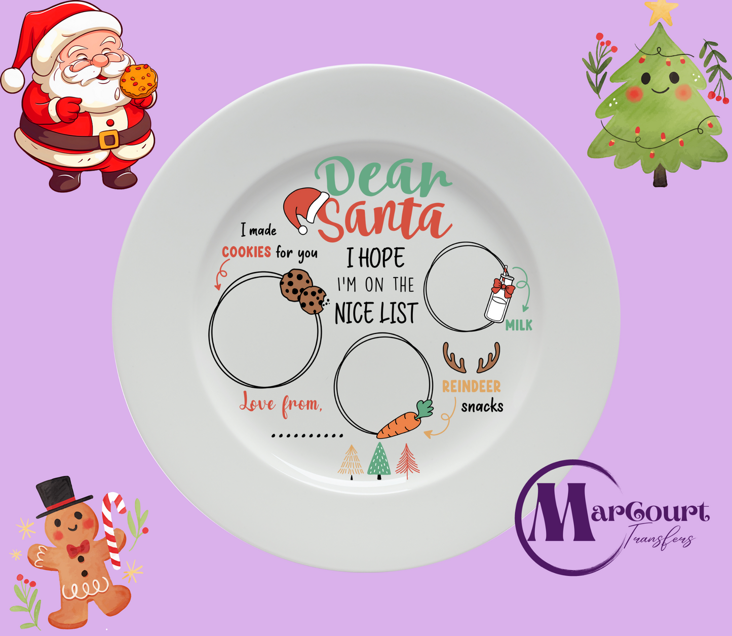 SANTA'S COOKIE PLATE-16 0Z-UV DTF CUP WRAP