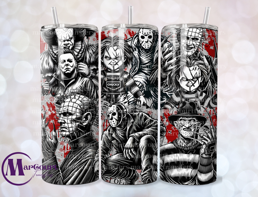 SCARY GUYS BLACK RED WHITE-SKINNY TUMBLER TRANSFER