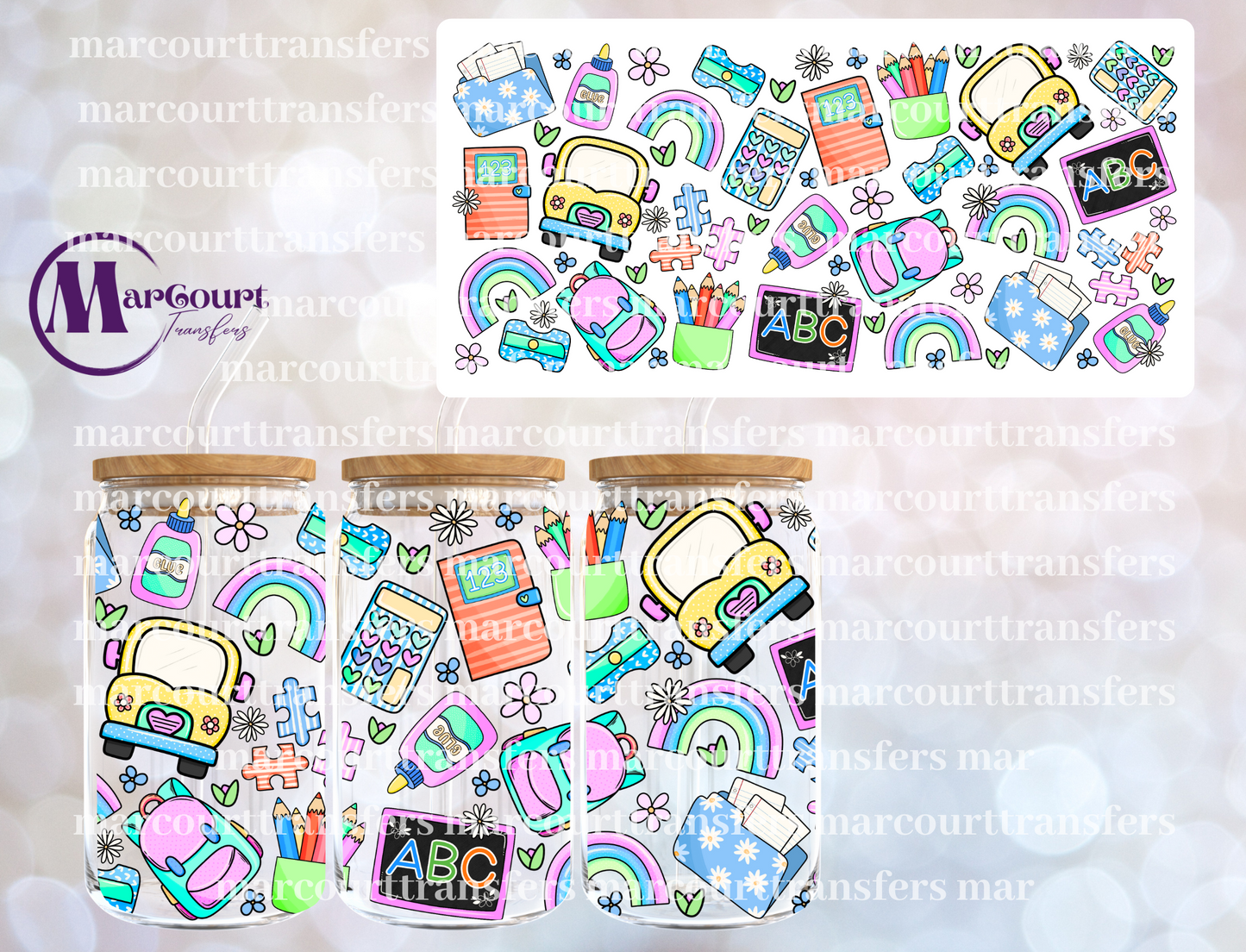 SCHOOLHOUSE BLOOMS-16 0Z-UV DTF CUP WRAP