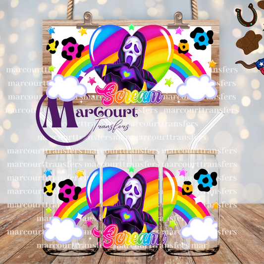 SCREAM RAINBOW-16 0Z-UV DTF CUP WRAP