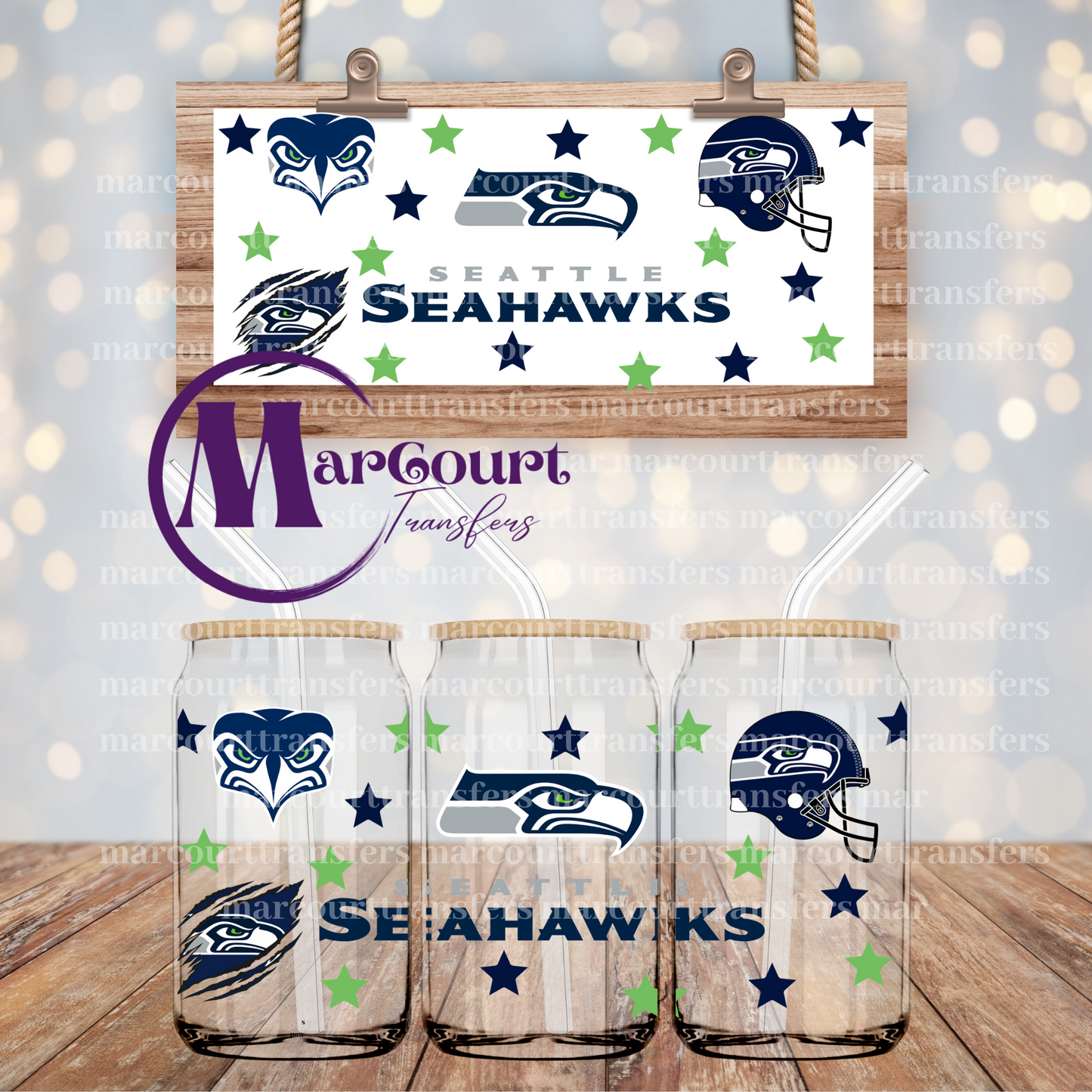 SEATTLE SEAHAWKS-16 0Z-UV DTF CUP WRAP